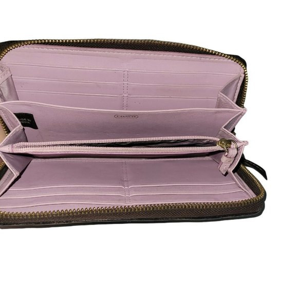 *COACH Signature Canvas Brown Zip Around Wallet - Picture 5 of 5